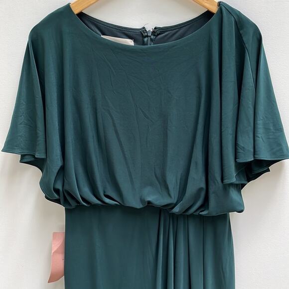 BHLDN Anthropologie Lena Dress Blouson Flutter Sleeve Maxi Gown Teal Size 8 NWT - Picture 3 of 8